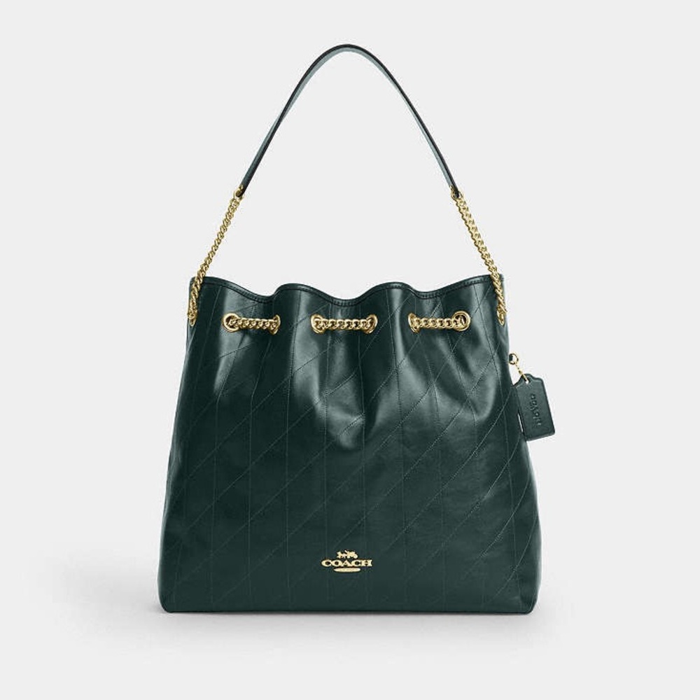 NWT Coach Evelyn‎ Leather Large Shoulder Bag With Quilting